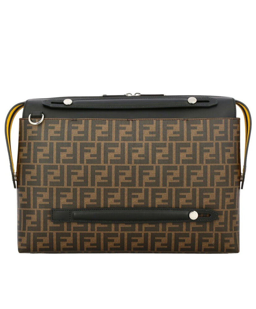 Fendi By The Way Briefcase Bag 7VA458 Coffee/Black/Yellow